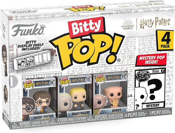 Funko Bitty POP! Harry Potter: Harry Potter -  Harry Potter, Draco Malfoy, Dobby & Mystery Chase Figure 4-Pack
