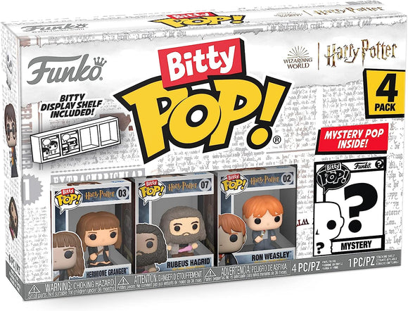 Funko Bitty POP! Harry Potter: Harry Potter - Hermione Granger, Rubeus Hagrid, Ron Weasley & Mystery Chase Figure 4-Pack