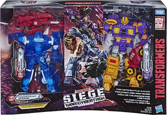 Transformers Generations Deluxe War For Cybertron: Siege: Fan-Vote Battle 3 Pack - Holo Mirage, Powerdasher Aragon and Decepticon Impactor