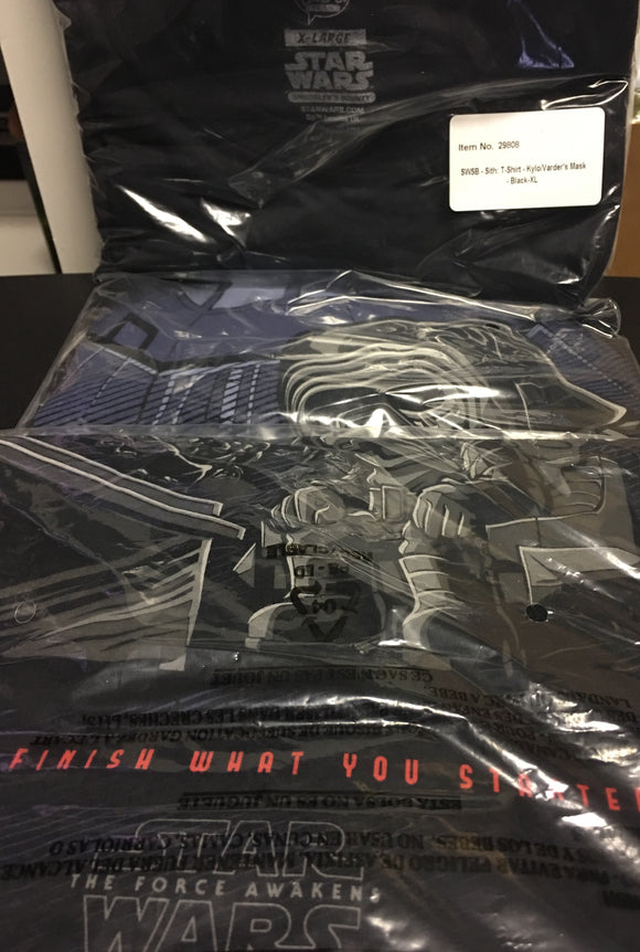 Funko POP! Tees - Star Wars Exclusive : Kylo / Vader's Mask  T-Shirt (Black) [XL]